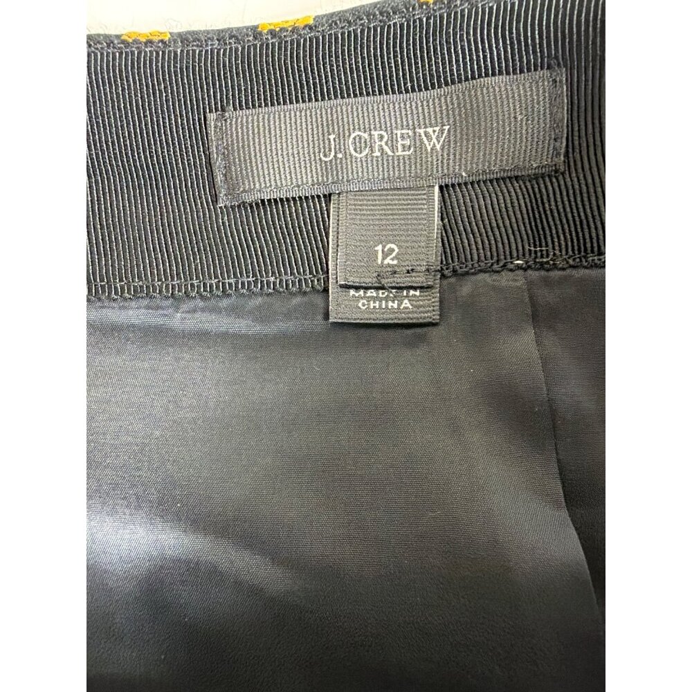 J.Crew Gold Elephant Print Mini Skirt Metallic Black Preppy Lined Altered Sz 12 - Picture 6 of 15